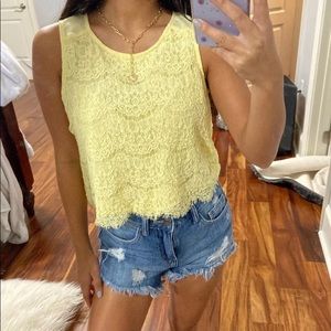 Yellow Lace Trimmed Top